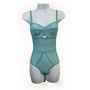 Sam Edelman Lace & Mesh Bodysuit Blue Turquoise Size M